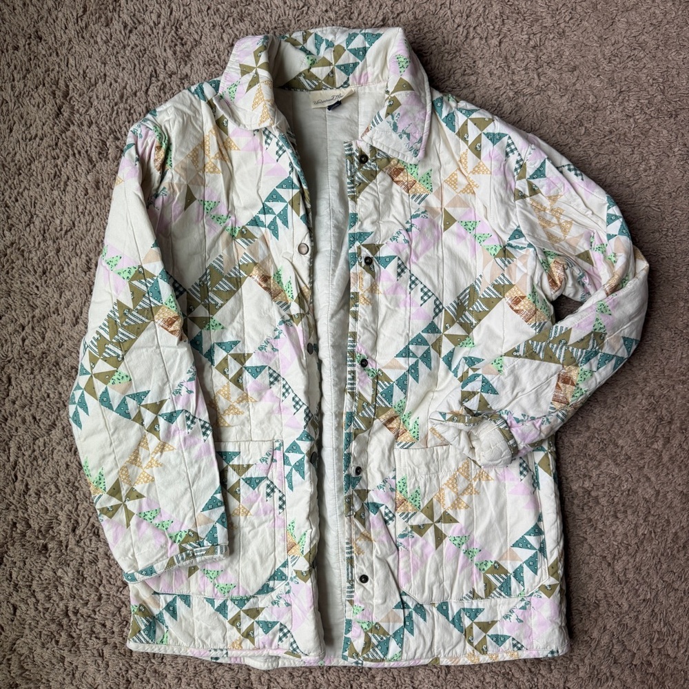 Universal Thread Quilted Jacket Patchwork Print S… - image 1
